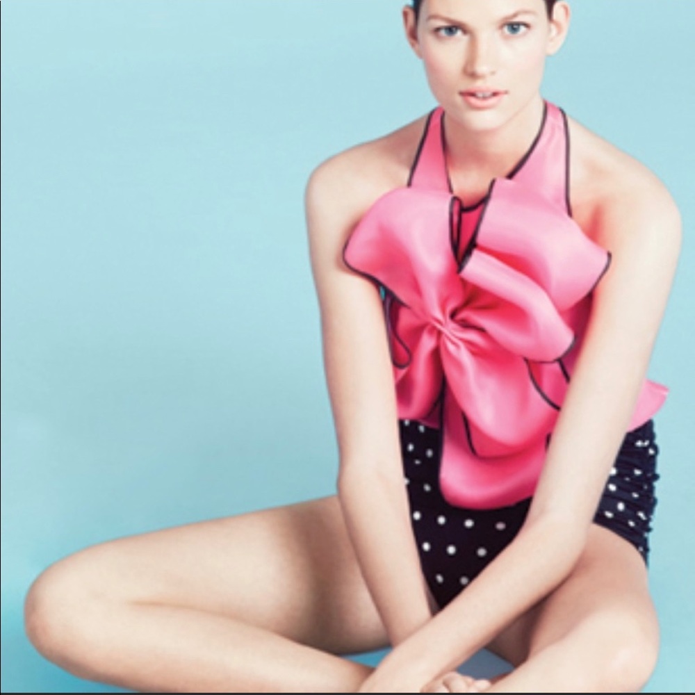 Prabal Gurung Exploding bow Top Neon Pink Gray 4